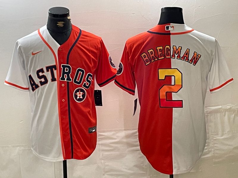 Men Houston Astros #2 Bregman White orange Nike 2024 MLB Jersey style 1->youth mlb jersey->Youth Jersey